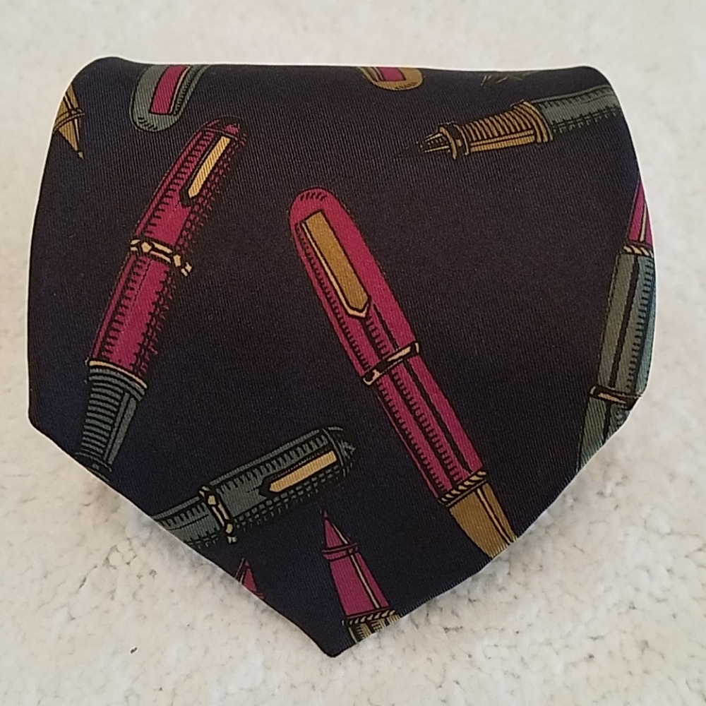 Savvy All Silk Men's Graphic Pen Tie
